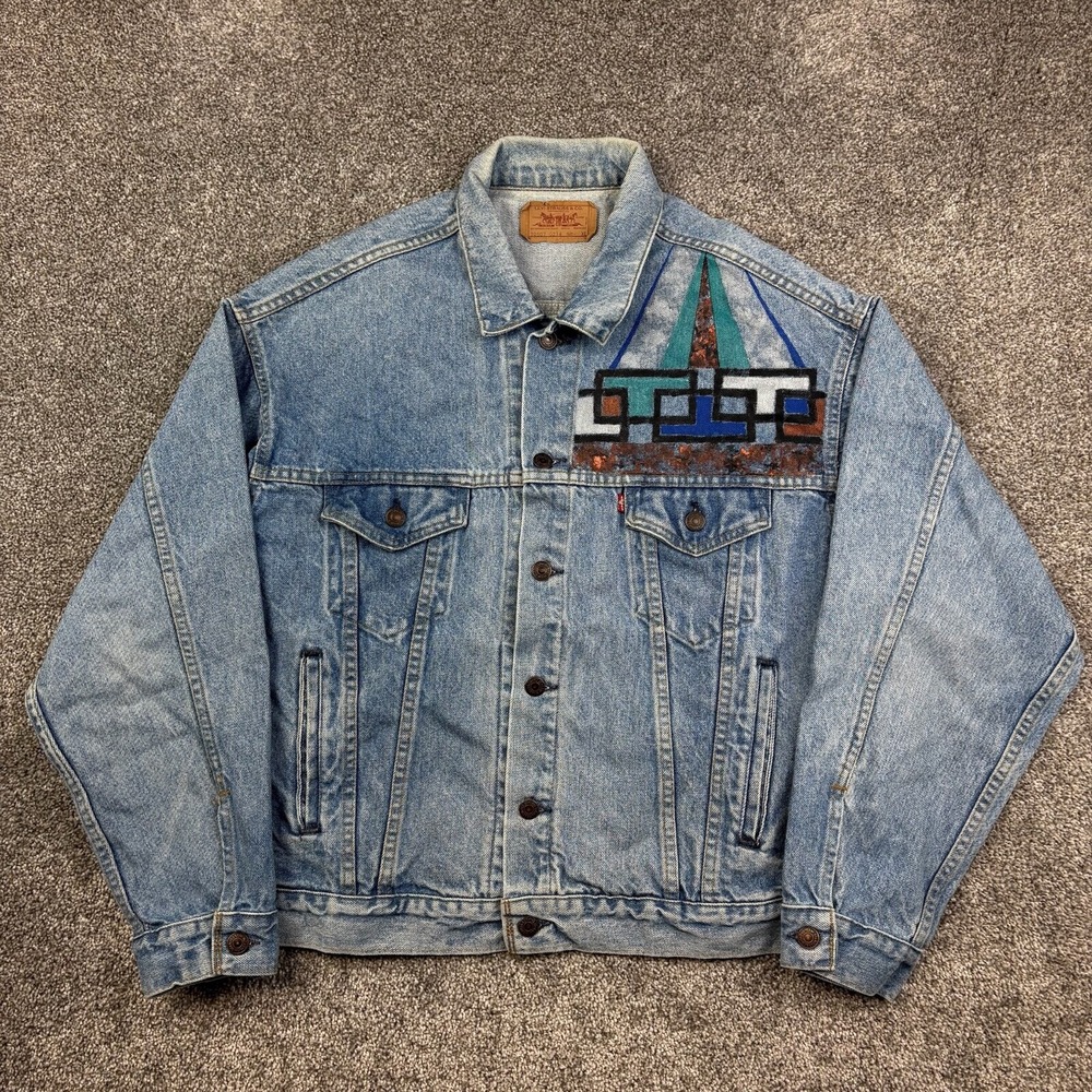Vintage Levi's Denim Jacket Mens XL Blue Light Wash Trucker‎ Type 3 Button Up